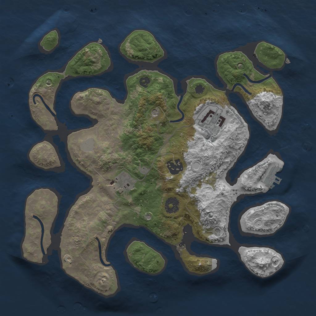 Rust Map: Procedural Map, Size: 3000, Seed: 778558797, 10 Monuments