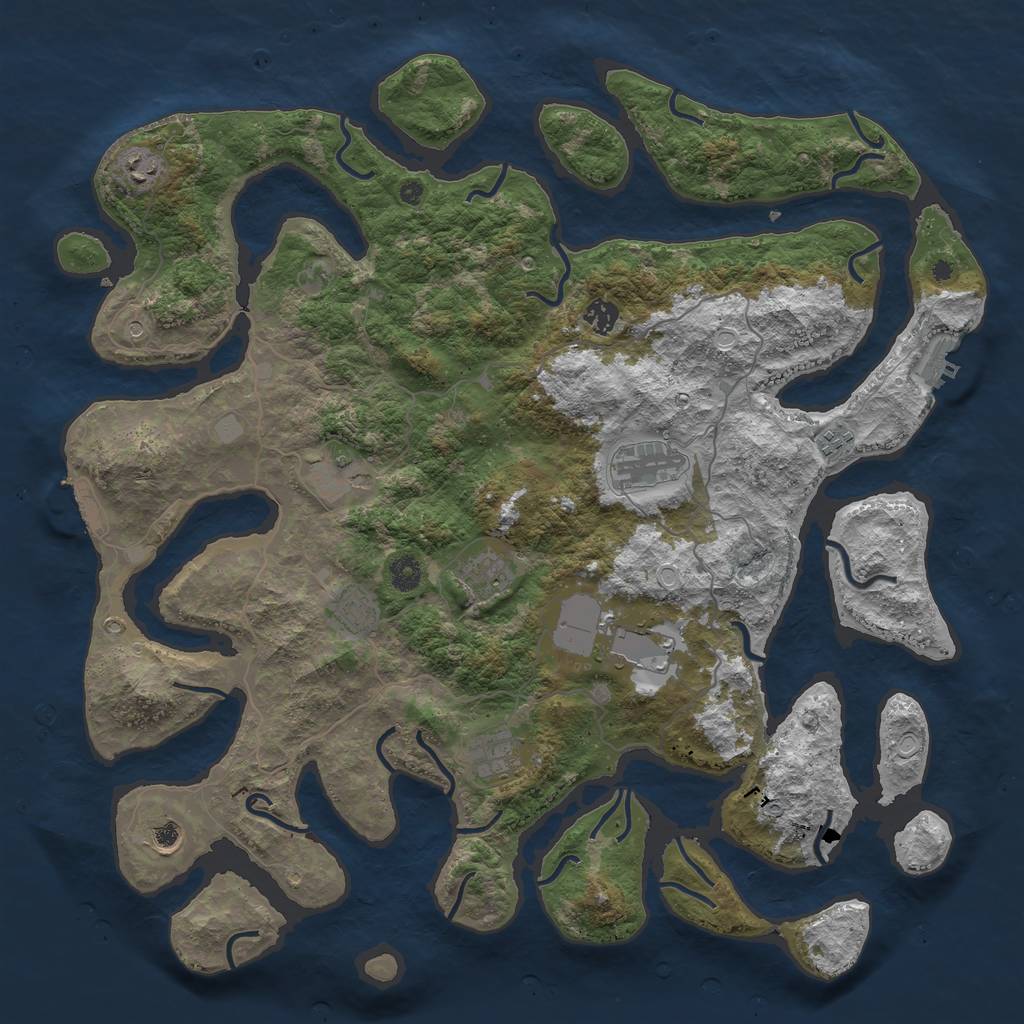 Rust Map: Procedural Map, Size: 4500, Seed: 1483263374, 18 Monuments