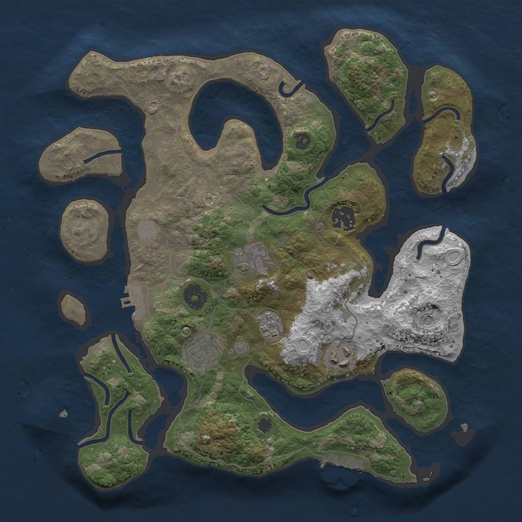 Rust Map: Procedural Map, Size: 3200, Seed: 9824168, 13 Monuments