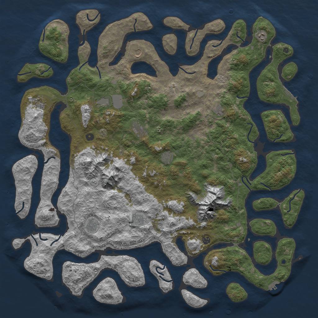 Rust Map: Procedural Map, Size: 6000, Seed: 474356522, 19 Monuments