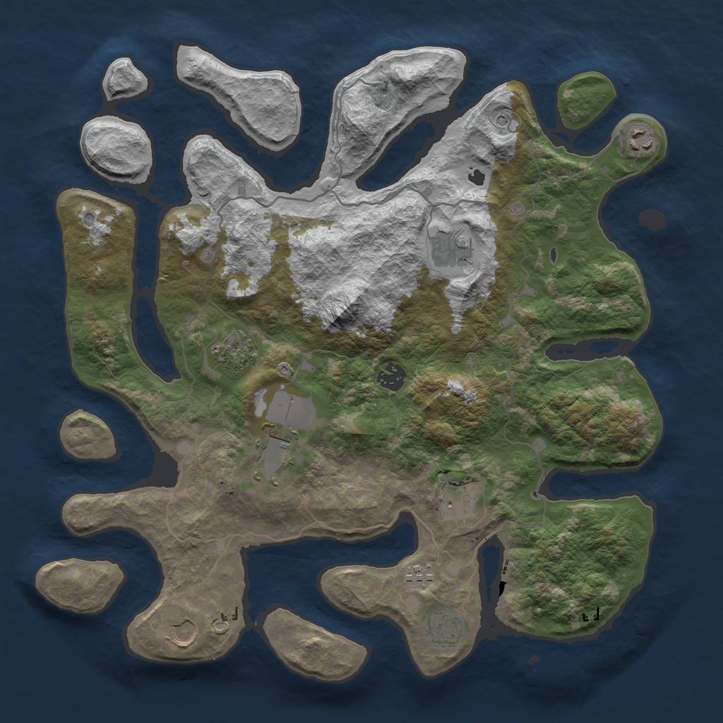 Rust Map: Barren, Size: 4000, Seed: 3060, 12 Monuments