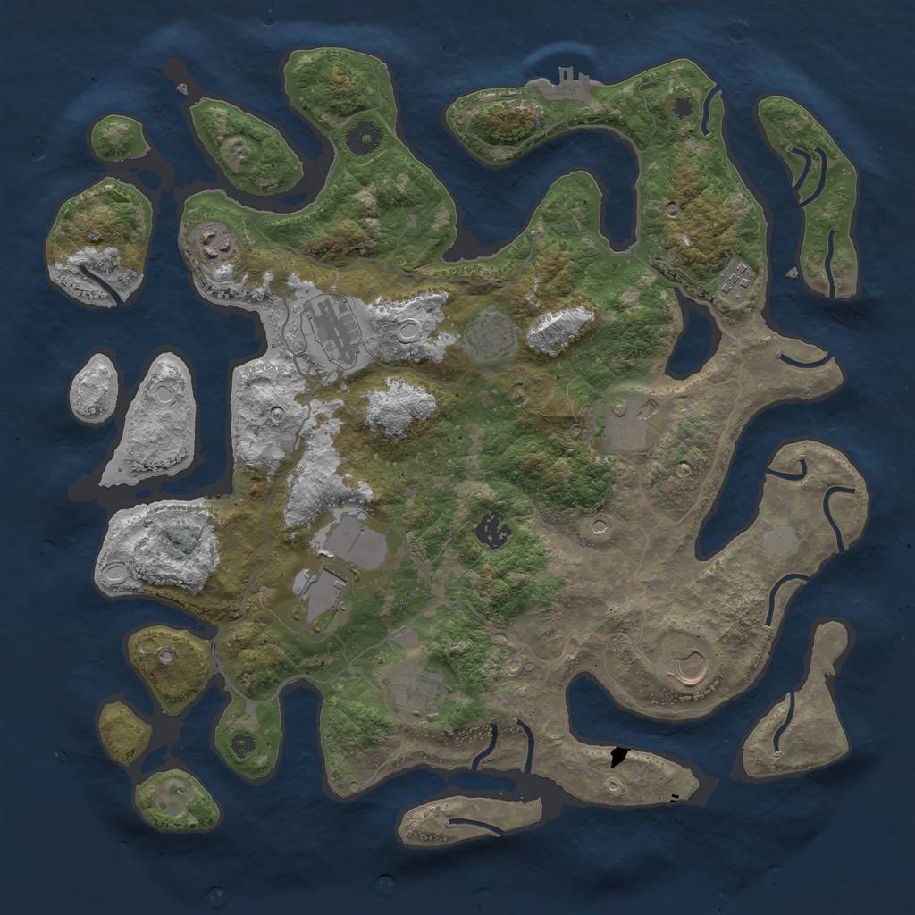 Rust Map: Procedural Map, Size: 4000, Seed: 647455, 16 Monuments