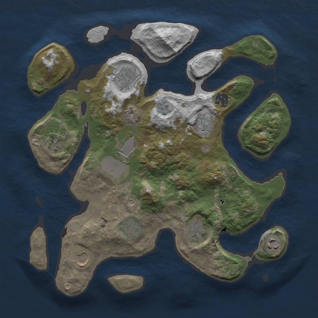 Rust Map: Barren, Size: 3500, Seed: 5330, 13 Monuments