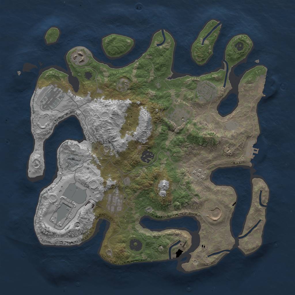 Rust Map: Procedural Map, Size: 3500, Seed: 1115368591, 17 Monuments