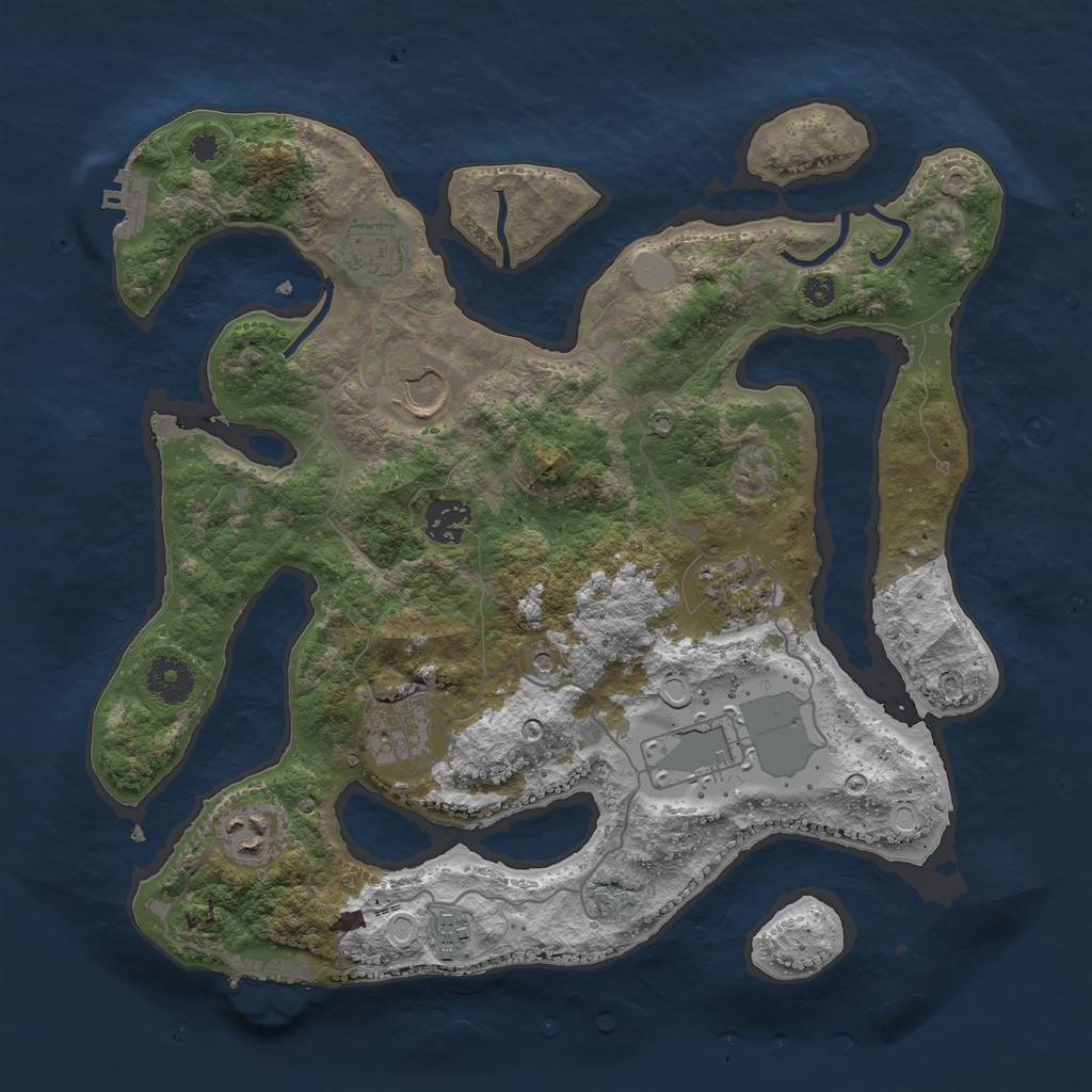 Rust Map: Procedural Map, Size: 3500, Seed: 1343451455, 16 Monuments