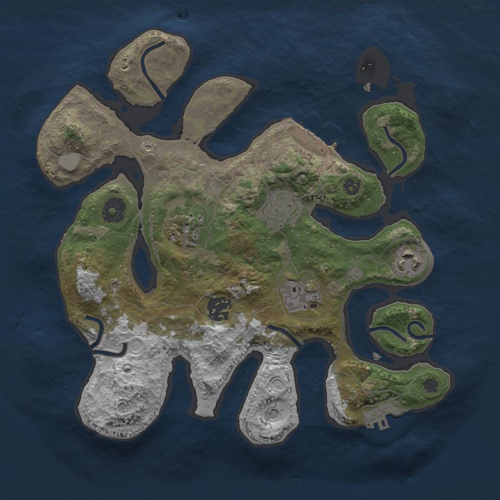 Rust Map: Procedural Map, Size: 3000, Seed: 607786779, 13 Monuments