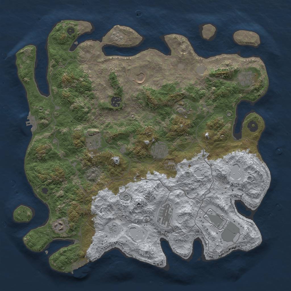 Rust Map: Procedural Map, Size: 4050, Seed: 68568603, 19 Monuments