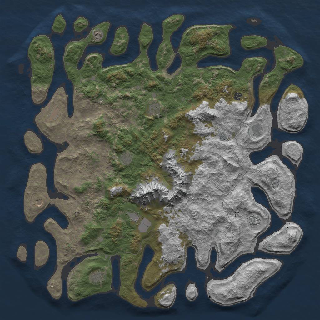 Rust Map: Barren, Size: 6000, Seed: 1929448569, 14 Monuments