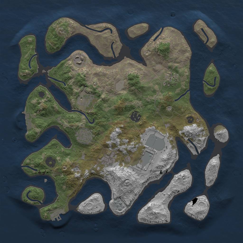 Rust Map: Procedural Map, Size: 3500, Seed: 190932304, 16 Monuments