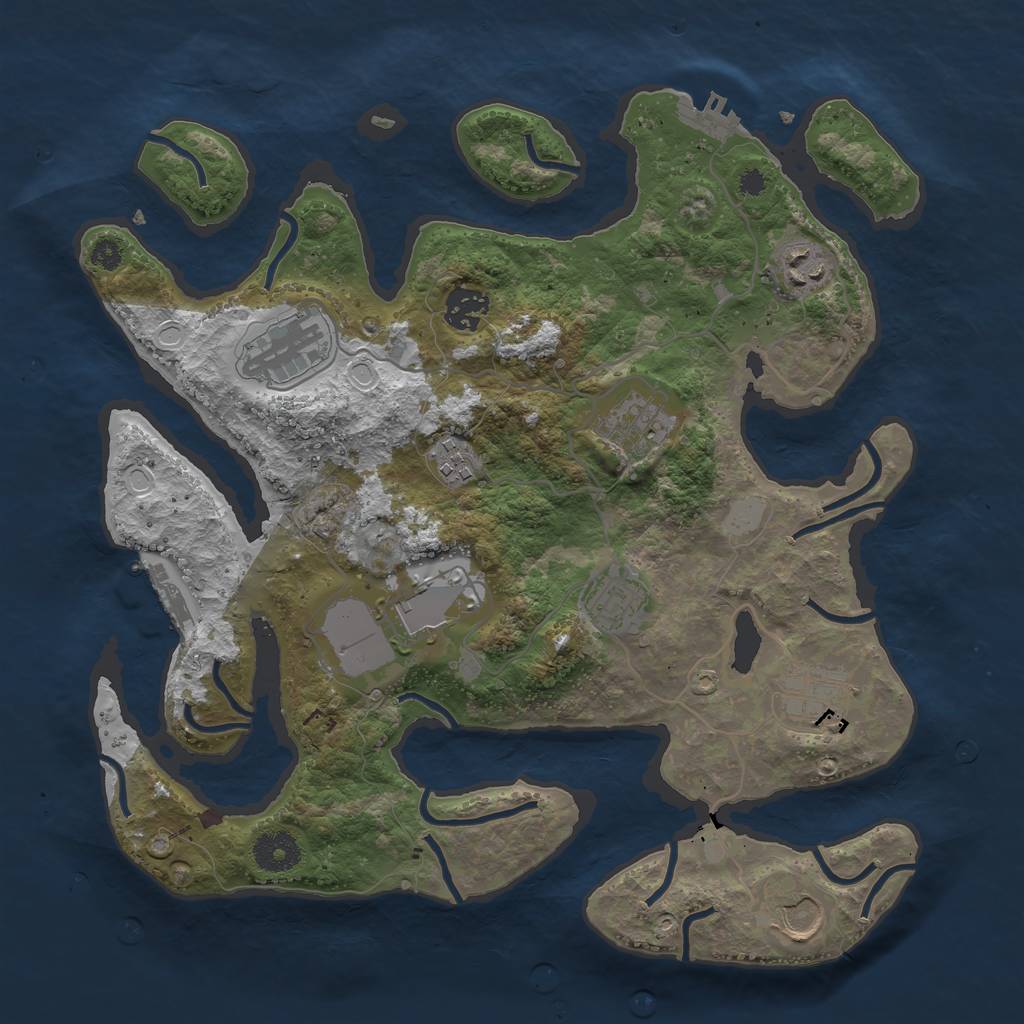 Rust Map: Procedural Map, Size: 3500, Seed: 1061415073, 16 Monuments