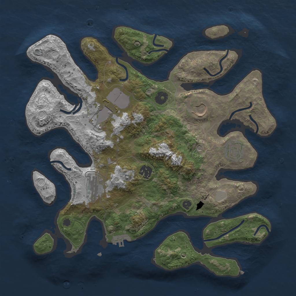 Rust Map: Procedural Map, Size: 3500, Seed: 91633005, 12 Monuments