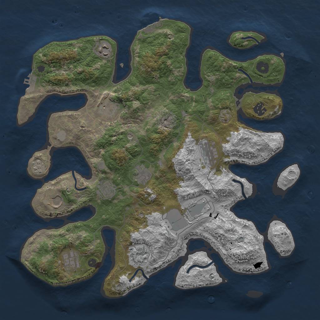 Rust Map: Procedural Map, Size: 3850, Seed: 1381696335, 19 Monuments