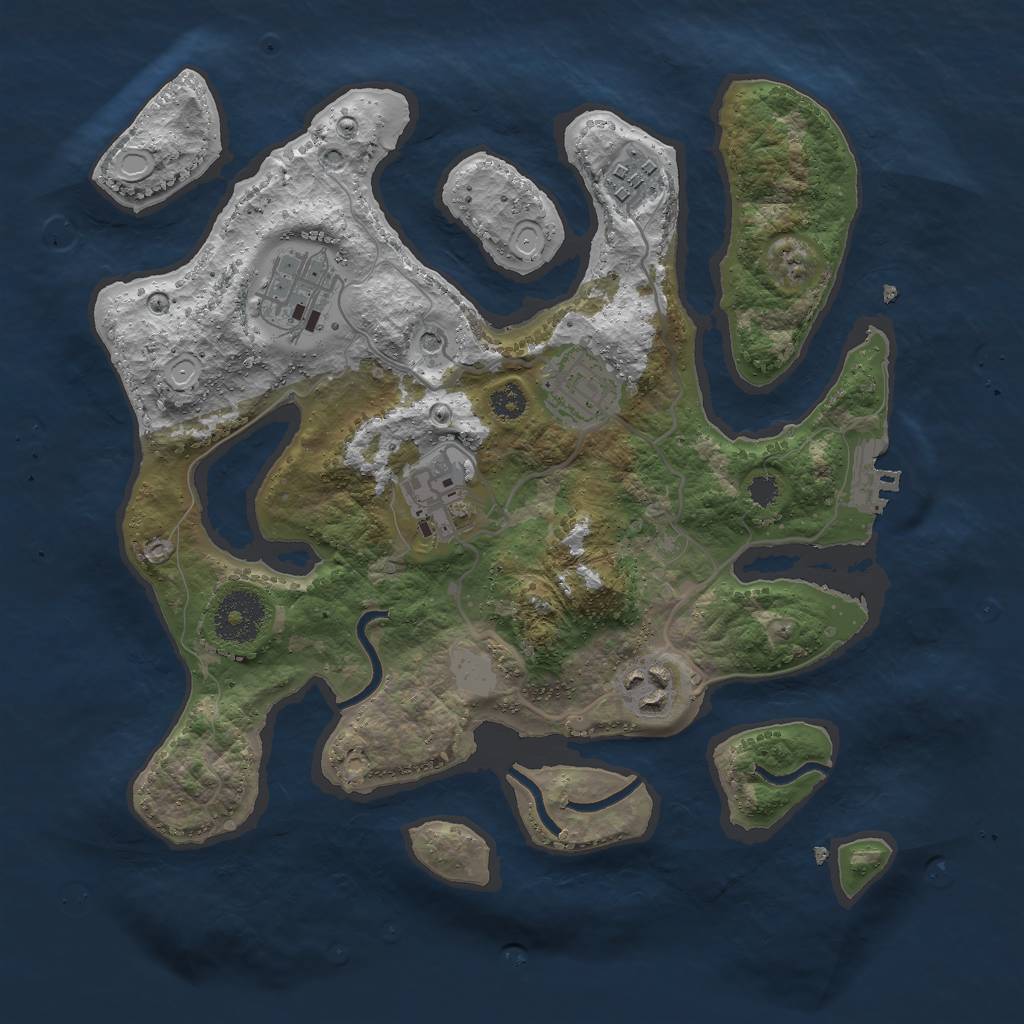 Rust Map: Procedural Map, Size: 3000, Seed: 737120110, 12 Monuments