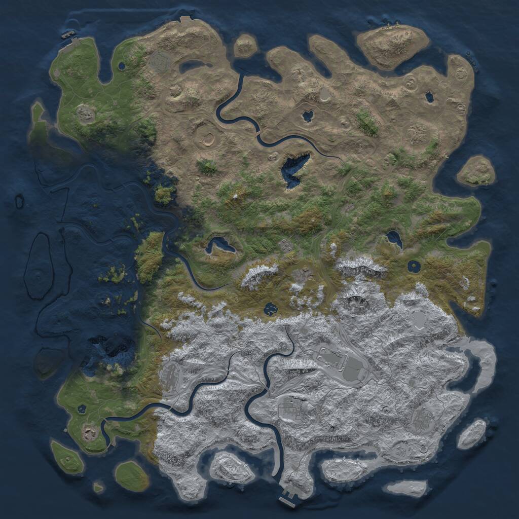 Rust Map: Procedural Map, Size: 6000, Seed: 684527563, 17 Monuments