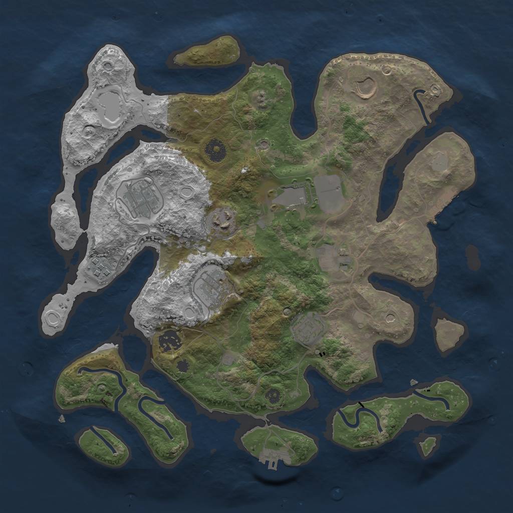 Rust Map: Procedural Map, Size: 3550, Seed: 880288, 17 Monuments
