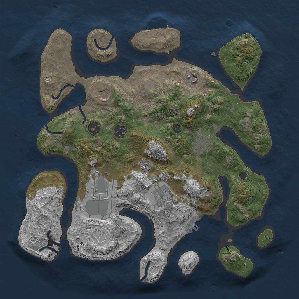 Rust Map: Procedural Map, Size: 3500, Seed: 576499427, 15 Monuments