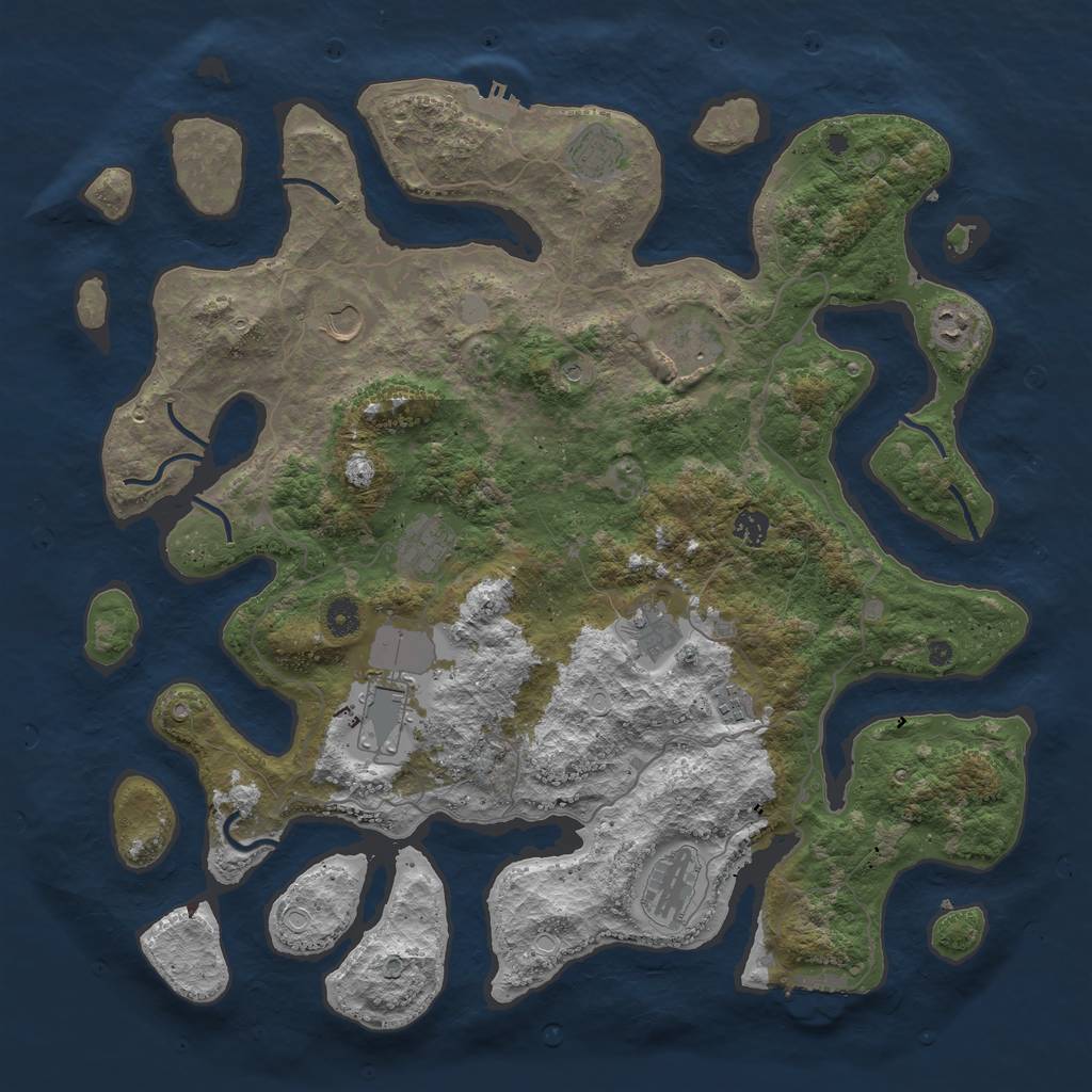 Rust Map: Procedural Map, Size: 4500, Seed: 30091, 18 Monuments