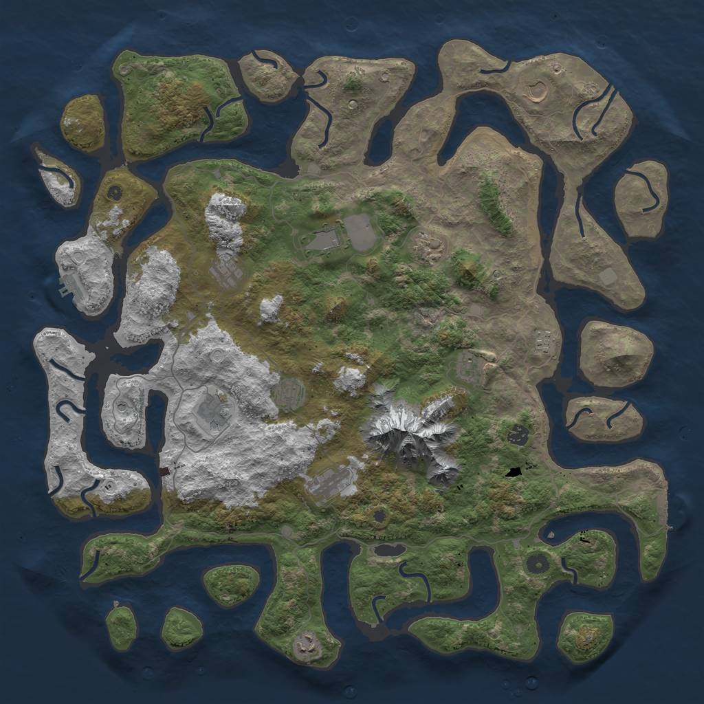 Rust Map: Procedural Map, Size: 5000, Seed: 607608609, 19 Monuments