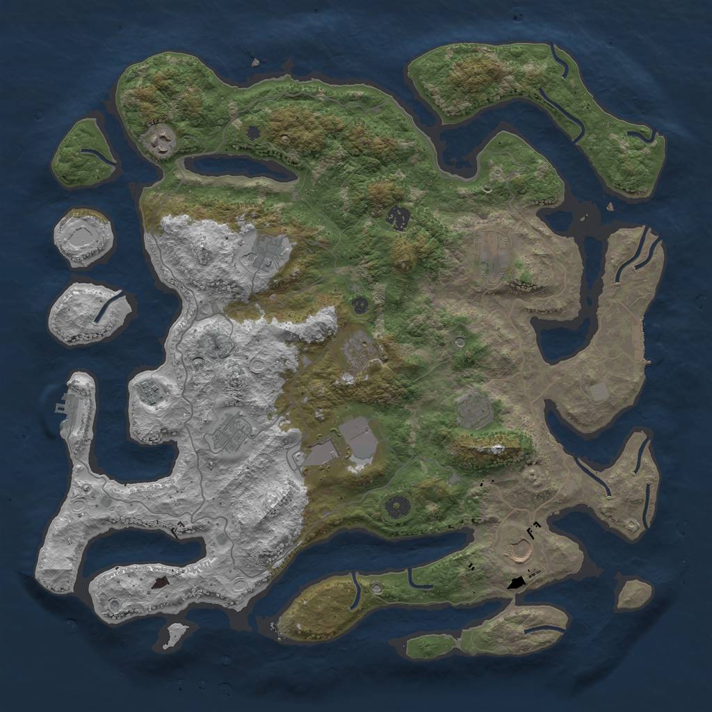 Rust Map: Procedural Map, Size: 4500, Seed: 4524753, 18 Monuments