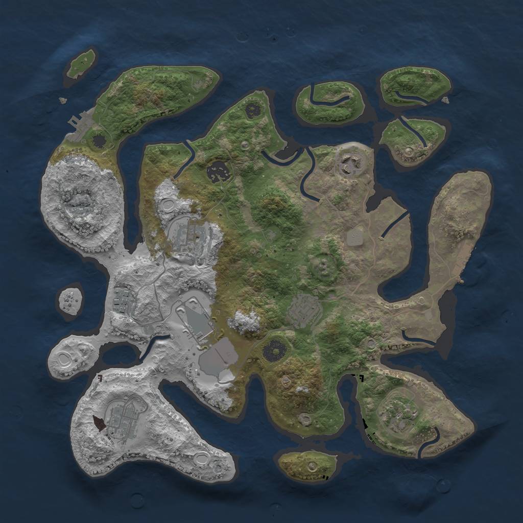 Rust Map: Procedural Map, Size: 3500, Seed: 546345358, 15 Monuments