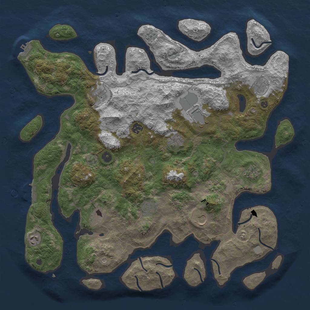 Rust Map: Procedural Map, Size: 4500, Seed: 2101880860, 19 Monuments