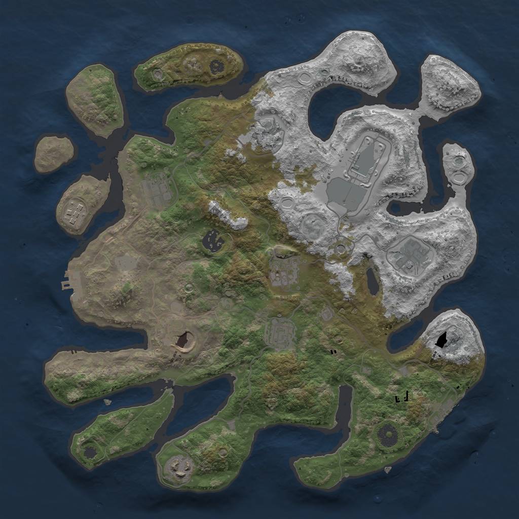 Rust Map: Procedural Map, Size: 3650, Seed: 33728, 18 Monuments