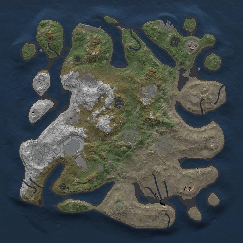 Rust Map: Procedural Map, Size: 3700, Seed: 1152228202, 17 Monuments