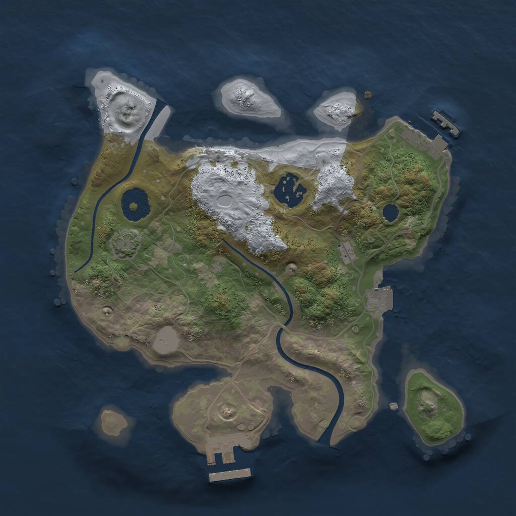 Rust Map: Procedural Map, Size: 2500, Seed: 526540759, 5 Monuments