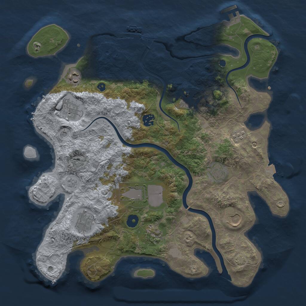 Rust Map: Procedural Map, Size: 3700, Seed: 1759349841, 16 Monuments