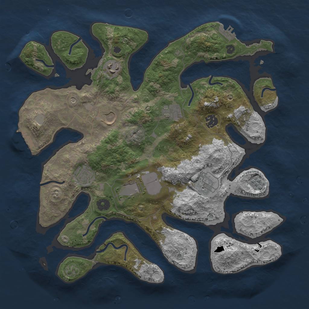 Rust Map: Procedural Map, Size: 3600, Seed: 20712, 16 Monuments