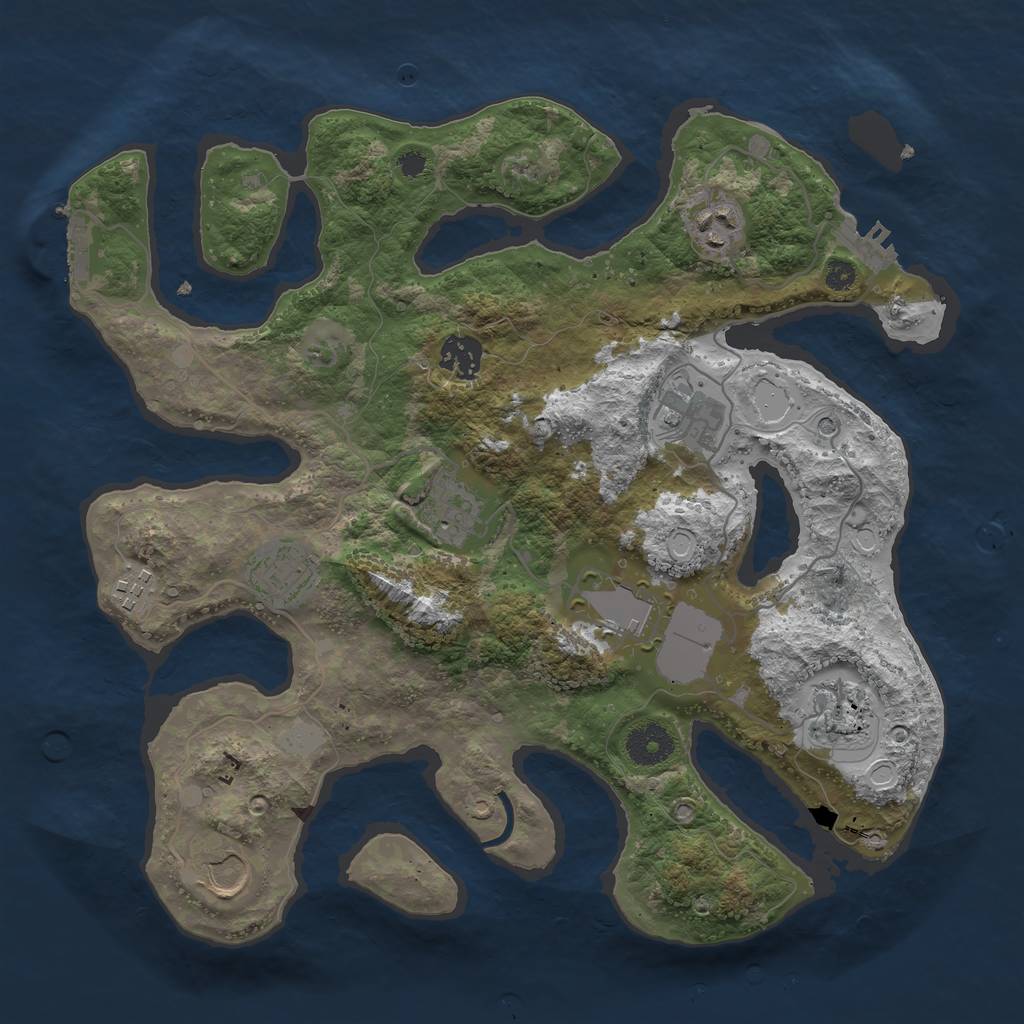 Rust Map: Procedural Map, Size: 3500, Seed: 1143135555, 17 Monuments