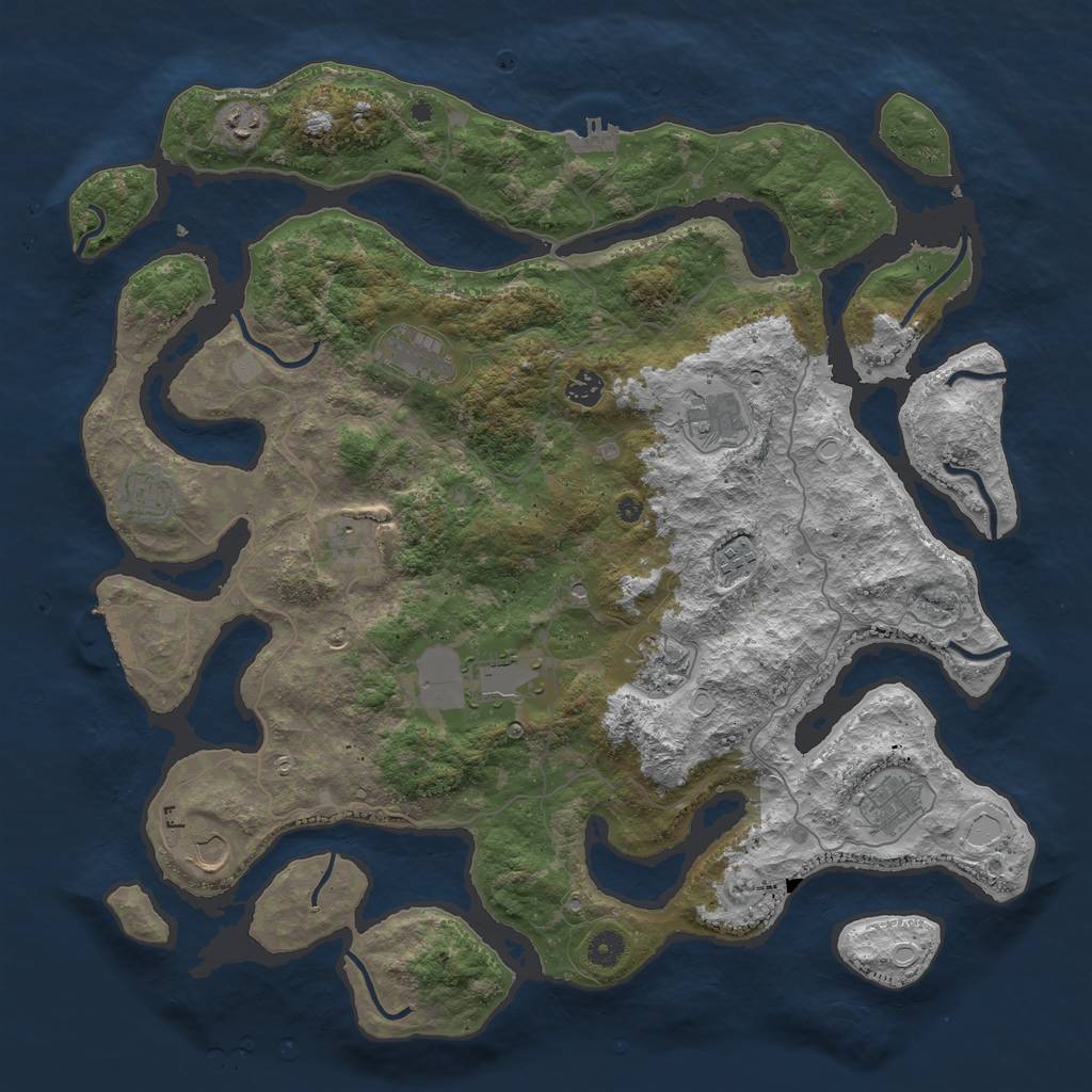 Rust Map: Procedural Map, Size: 4500, Seed: 40955718, 19 Monuments