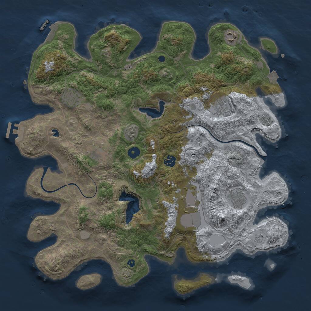 Rust Map: Procedural Map, Size: 4000, Seed: 945455, 14 Monuments