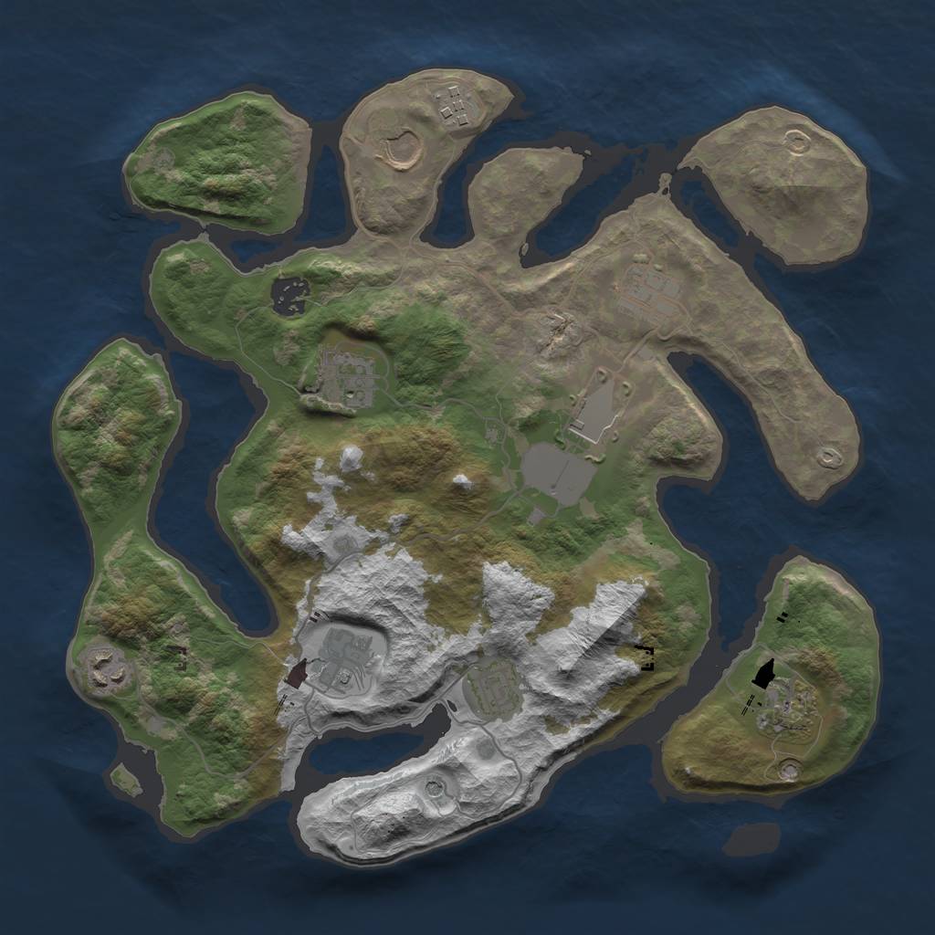 Rust Map: Barren, Size: 3500, Seed: 1732526083, 13 Monuments