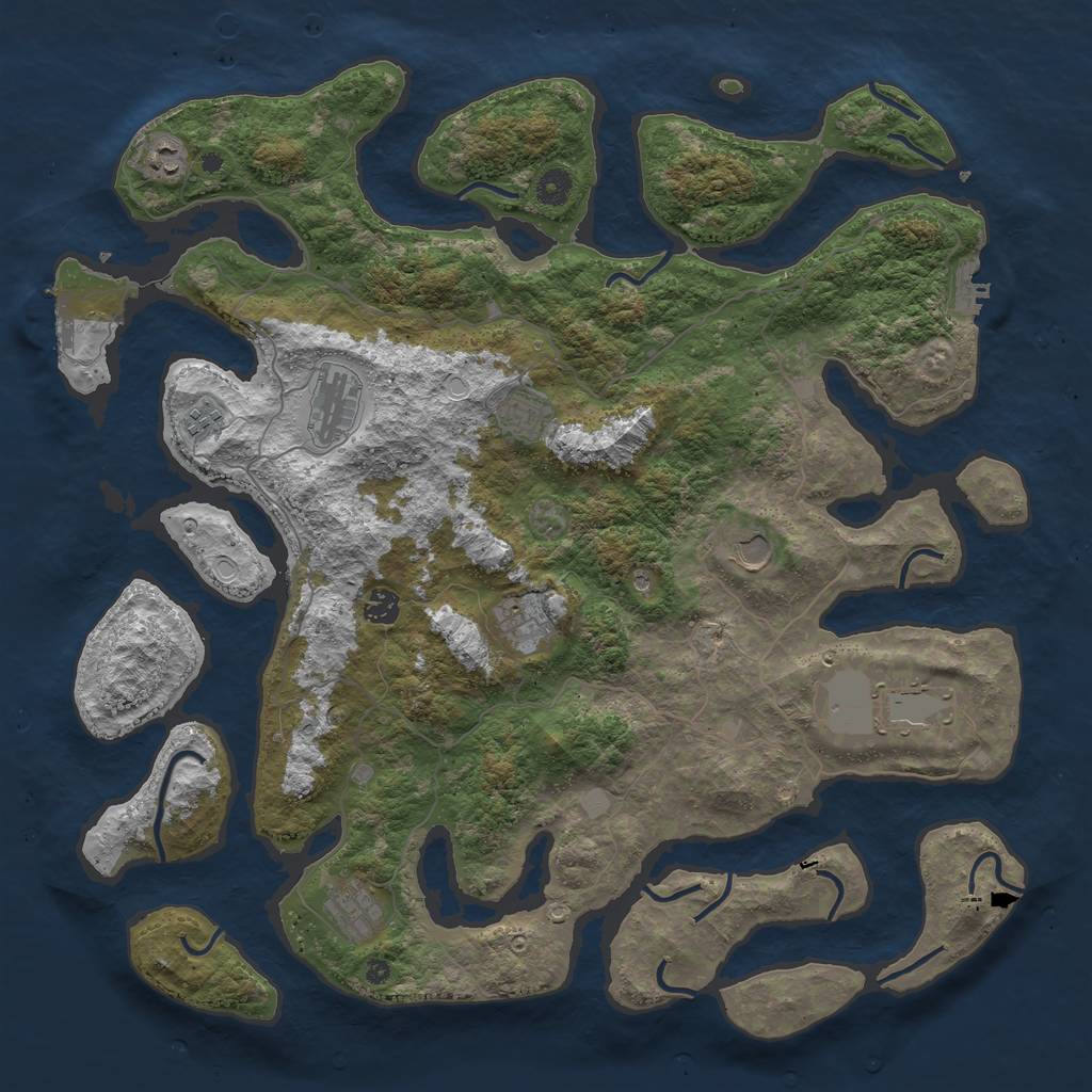 Rust Map: Procedural Map, Size: 4500, Seed: 100021, 17 Monuments