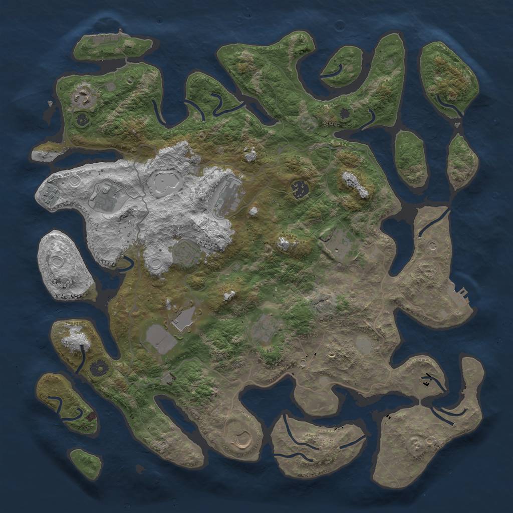Rust Map: Procedural Map, Size: 4400, Seed: 456345234, 18 Monuments