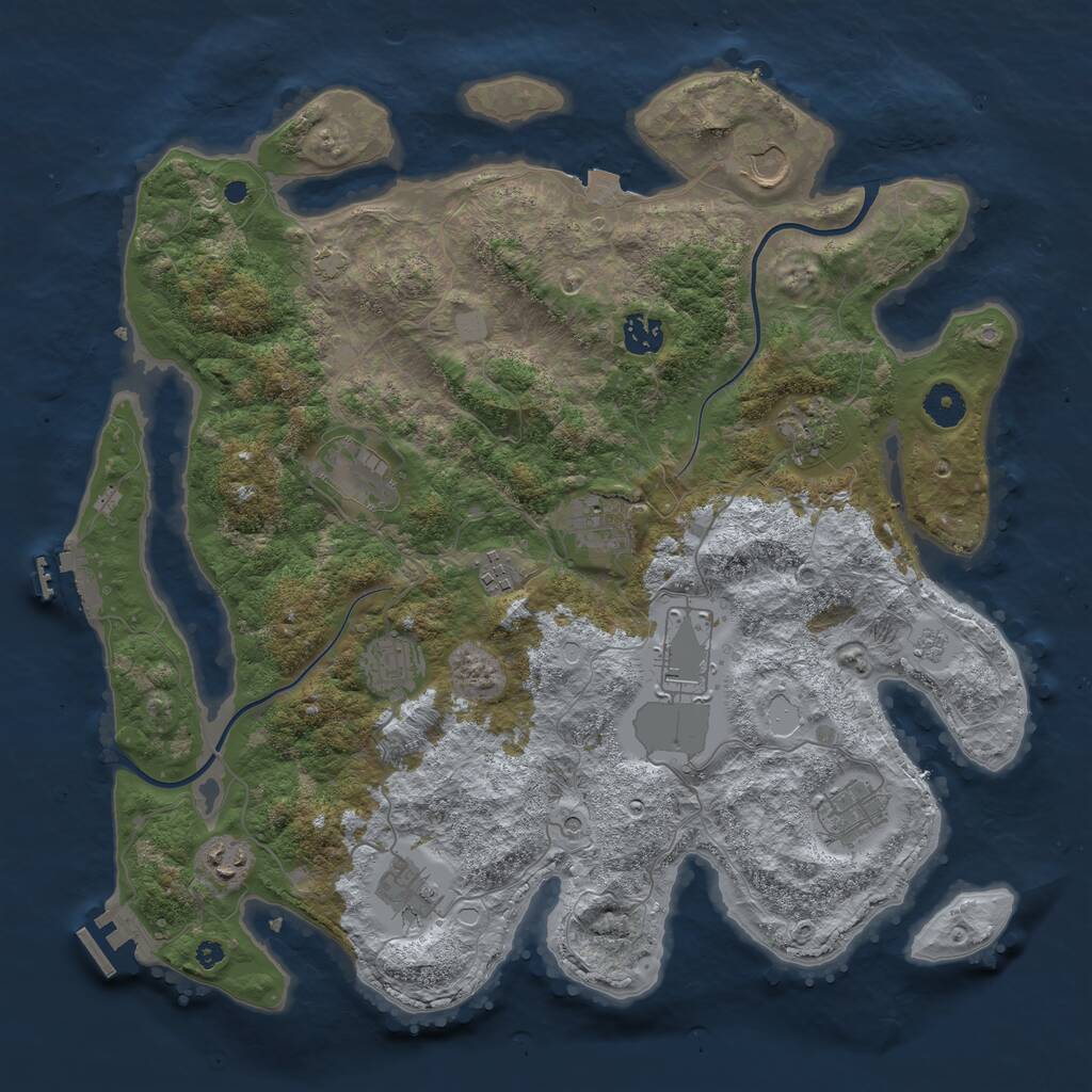 Rust Map: Procedural Map, Size: 3950, Seed: 1799474953, 17 Monuments