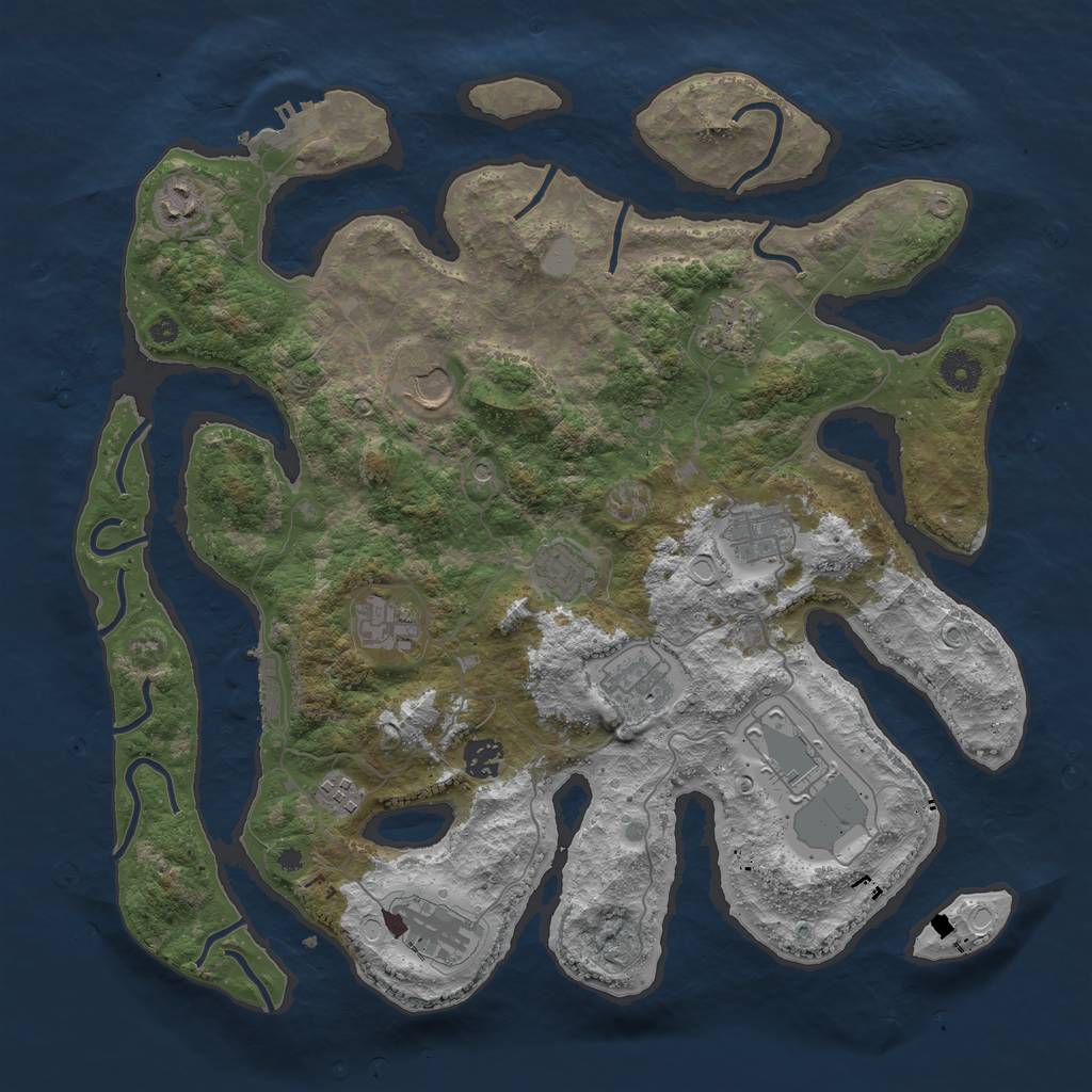 Rust Map: Procedural Map, Size: 3950, Seed: 1799474953, 19 Monuments