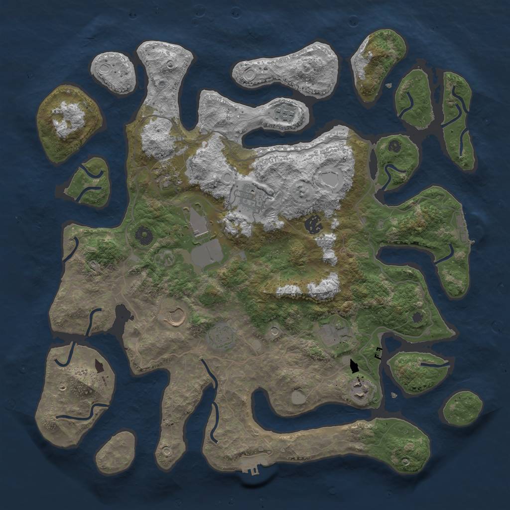 Rust Map: Procedural Map, Size: 4200, Seed: 520245873, 17 Monuments