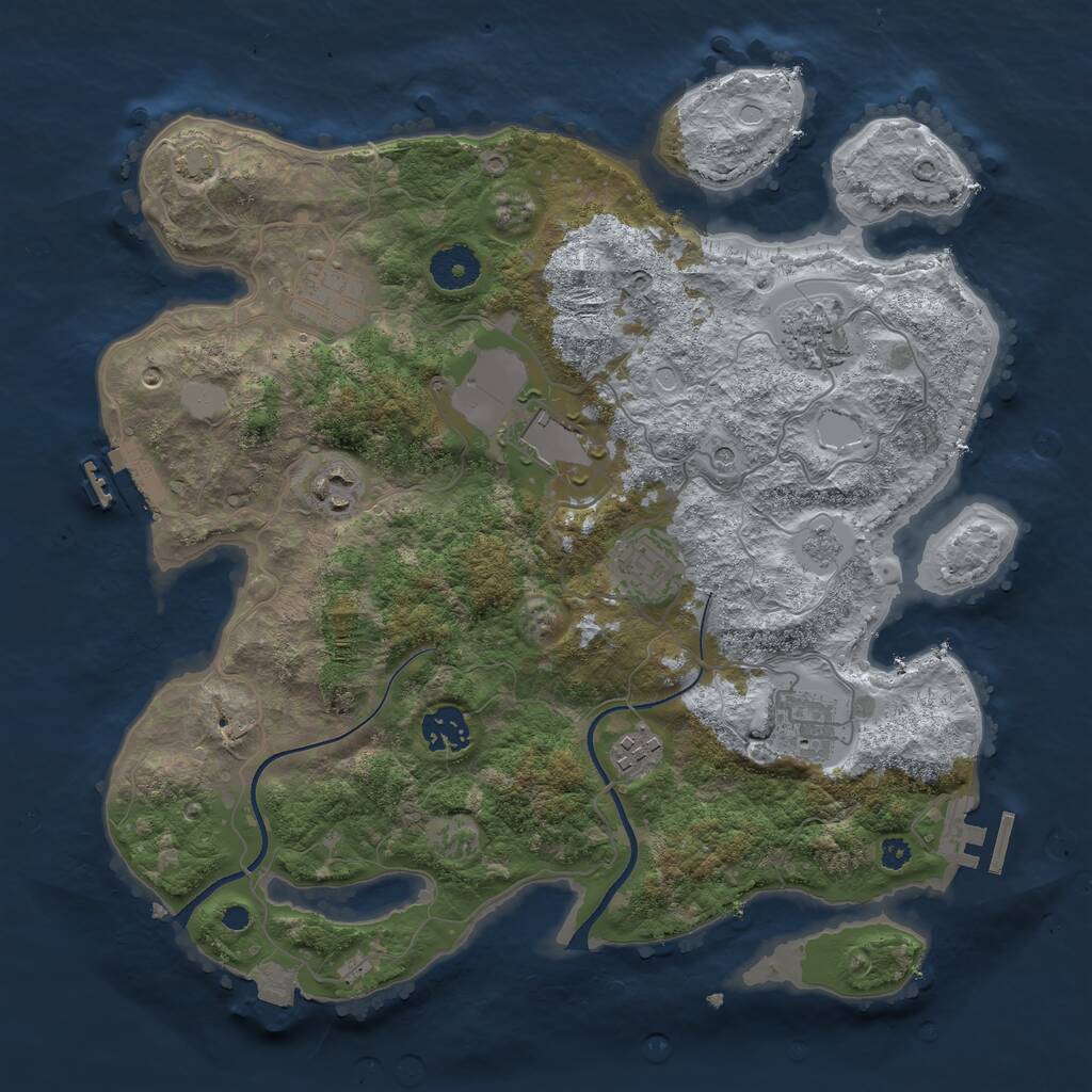 Rust Map: Procedural Map, Size: 3500, Seed: 1465245996, 14 Monuments