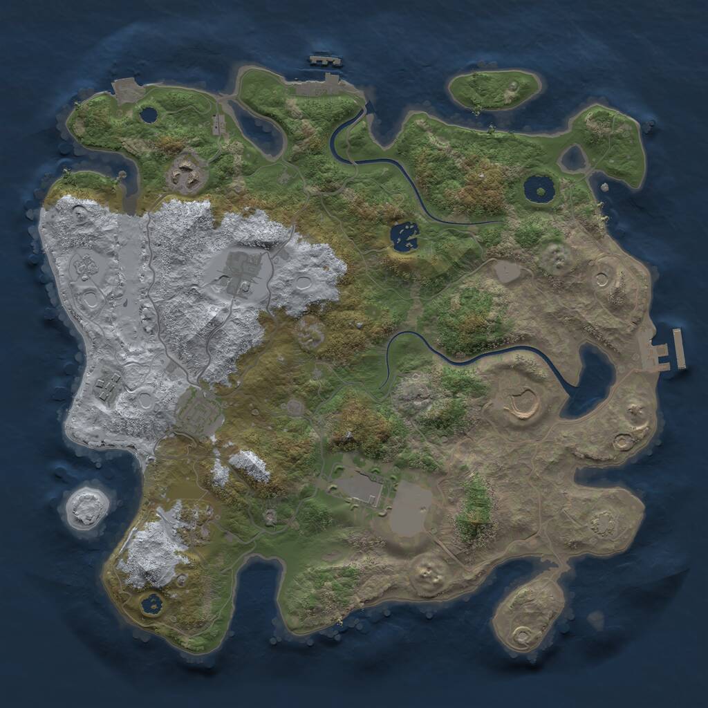 Rust Map: Procedural Map, Size: 3550, Seed: 73622347, 14 Monuments