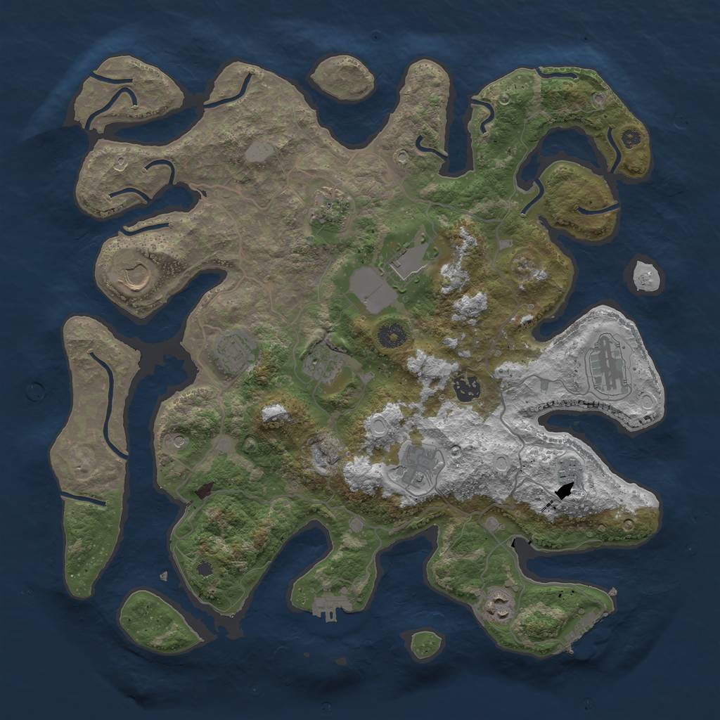 Rust Map: Procedural Map, Size: 4000, Seed: 940017679, 18 Monuments