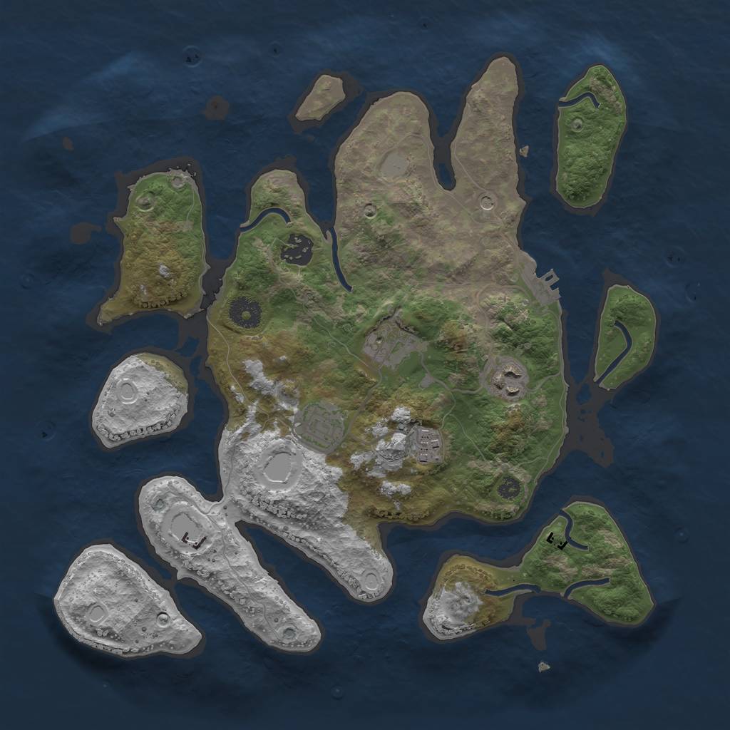 Rust Map: Procedural Map, Size: 3400, Seed: 1121, 12 Monuments