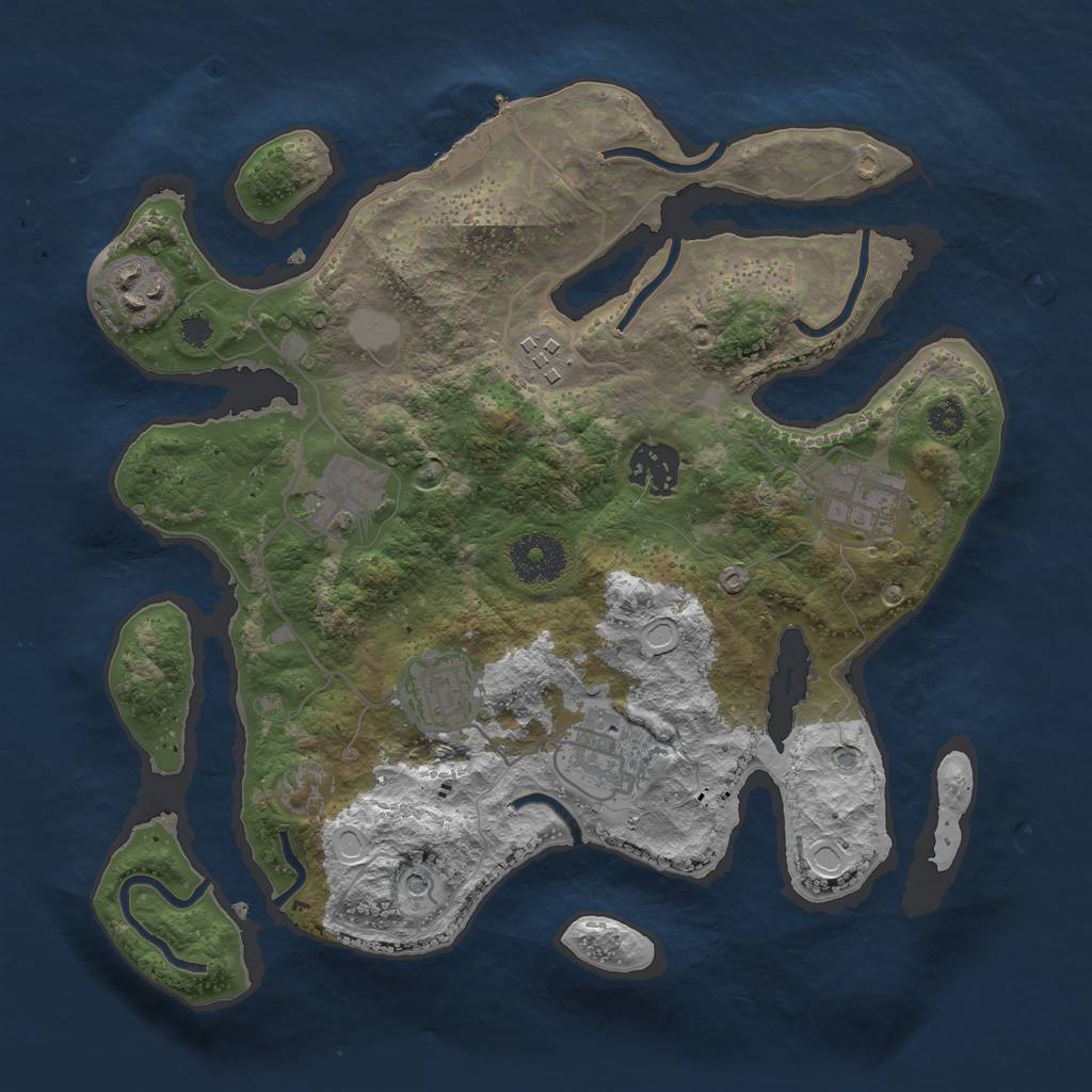 Rust Map: Procedural Map, Size: 3100, Seed: 4109, 14 Monuments