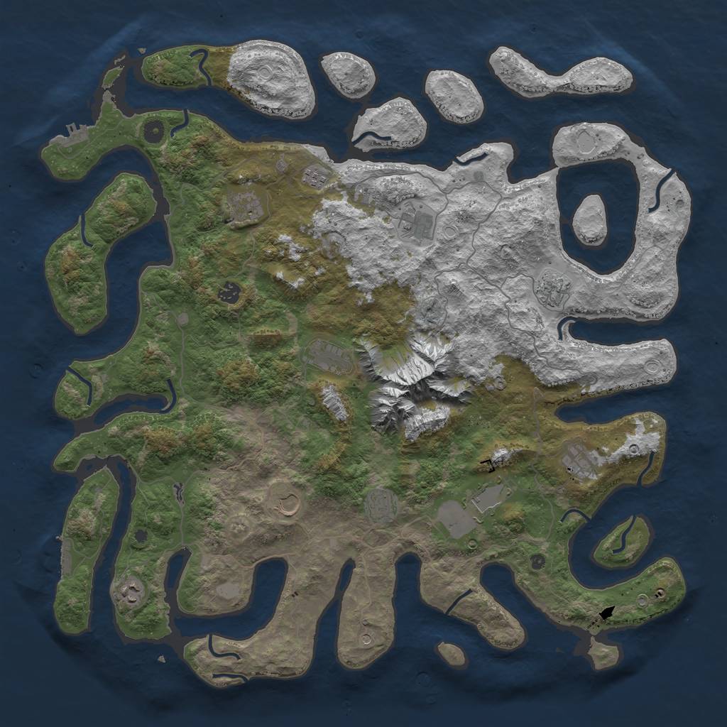 Rust Map: Procedural Map, Size: 5000, Seed: 910166913, 19 Monuments