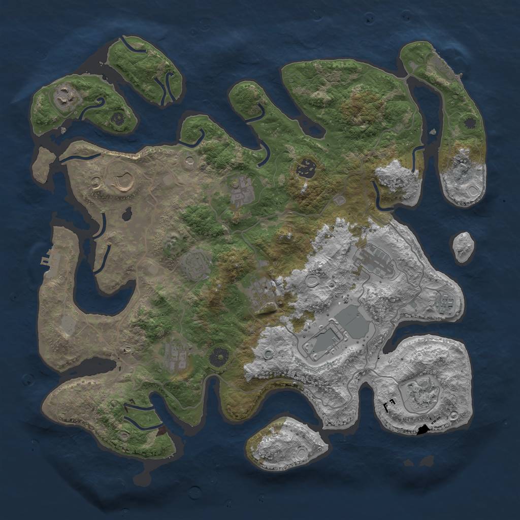 Rust Map: Procedural Map, Size: 4050, Seed: 1369496761, 19 Monuments