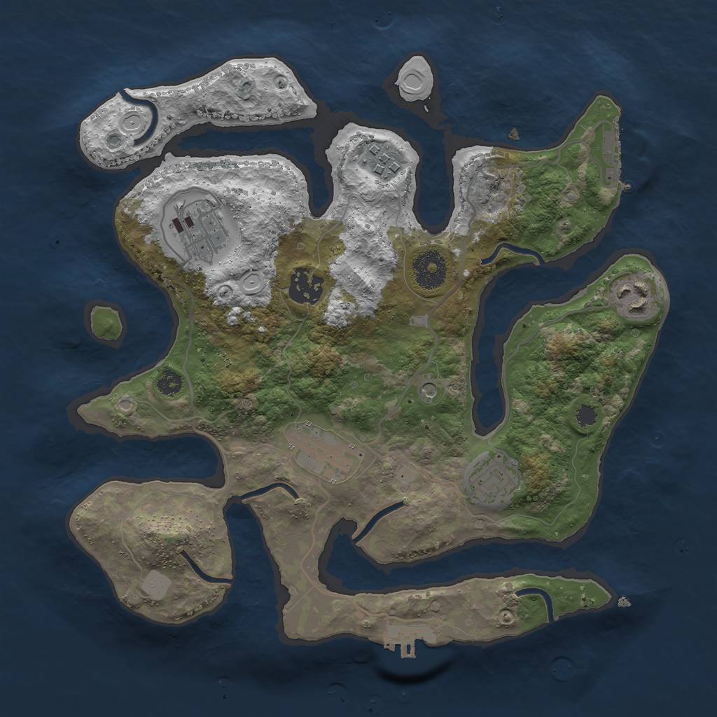 Rust Map: Procedural Map, Size: 3000, Seed: 64814800, 14 Monuments