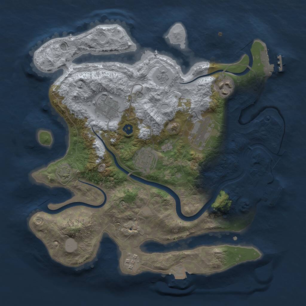 Rust Map: Procedural Map, Size: 3000, Seed: 64814800, 11 Monuments