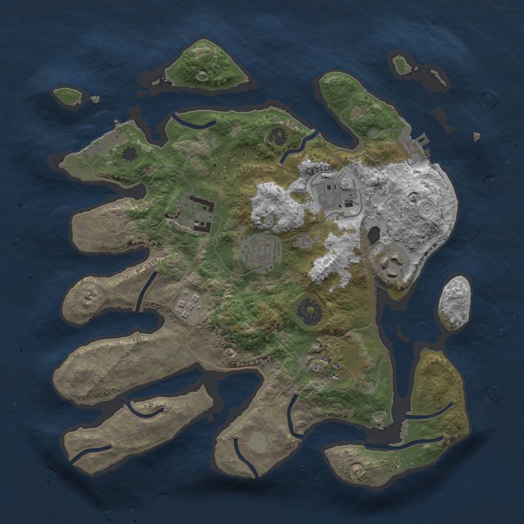 Rust Map: Procedural Map, Size: 3000, Seed: 2431129, 13 Monuments