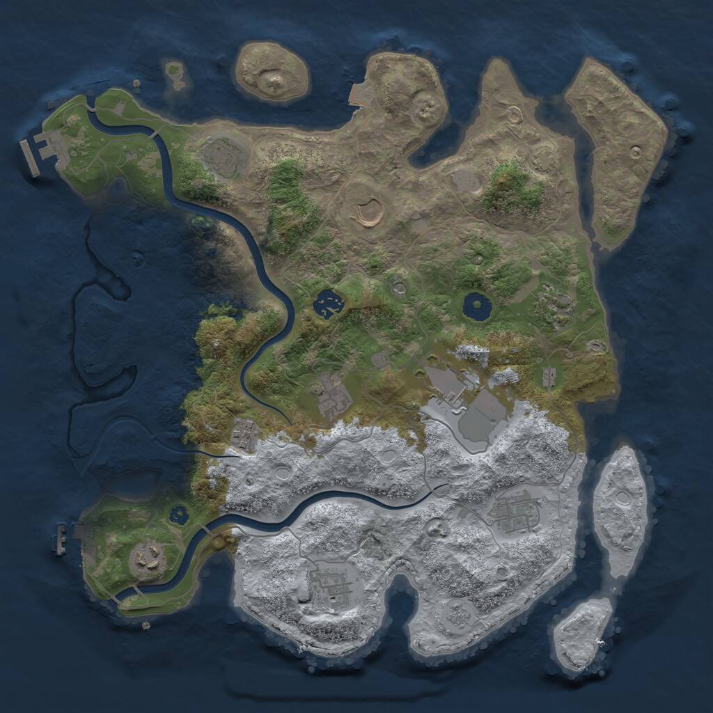 Rust Map: Procedural Map, Size: 3750, Seed: 890586, 16 Monuments
